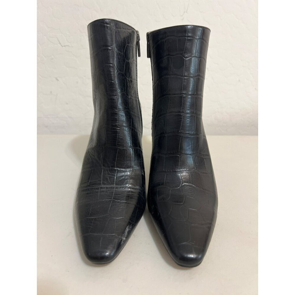 Vince Camuto Allost 9M/40 Leather Upper Croc Printed Bootie Side Zip Entry NWOB